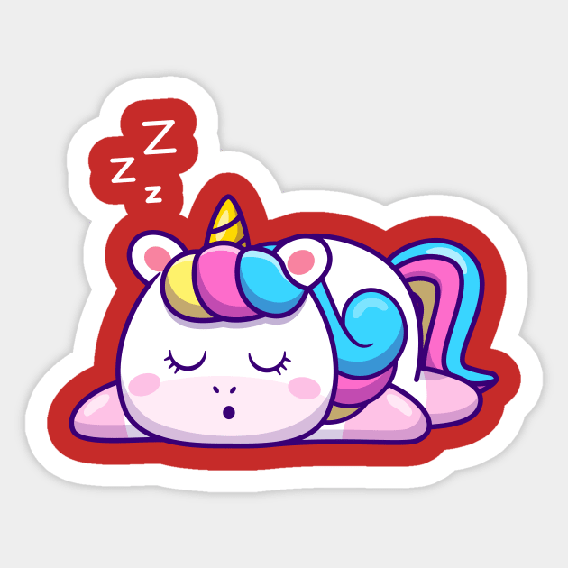 Cute Unicorn Sleeping Unicorn Sticker TeePublic